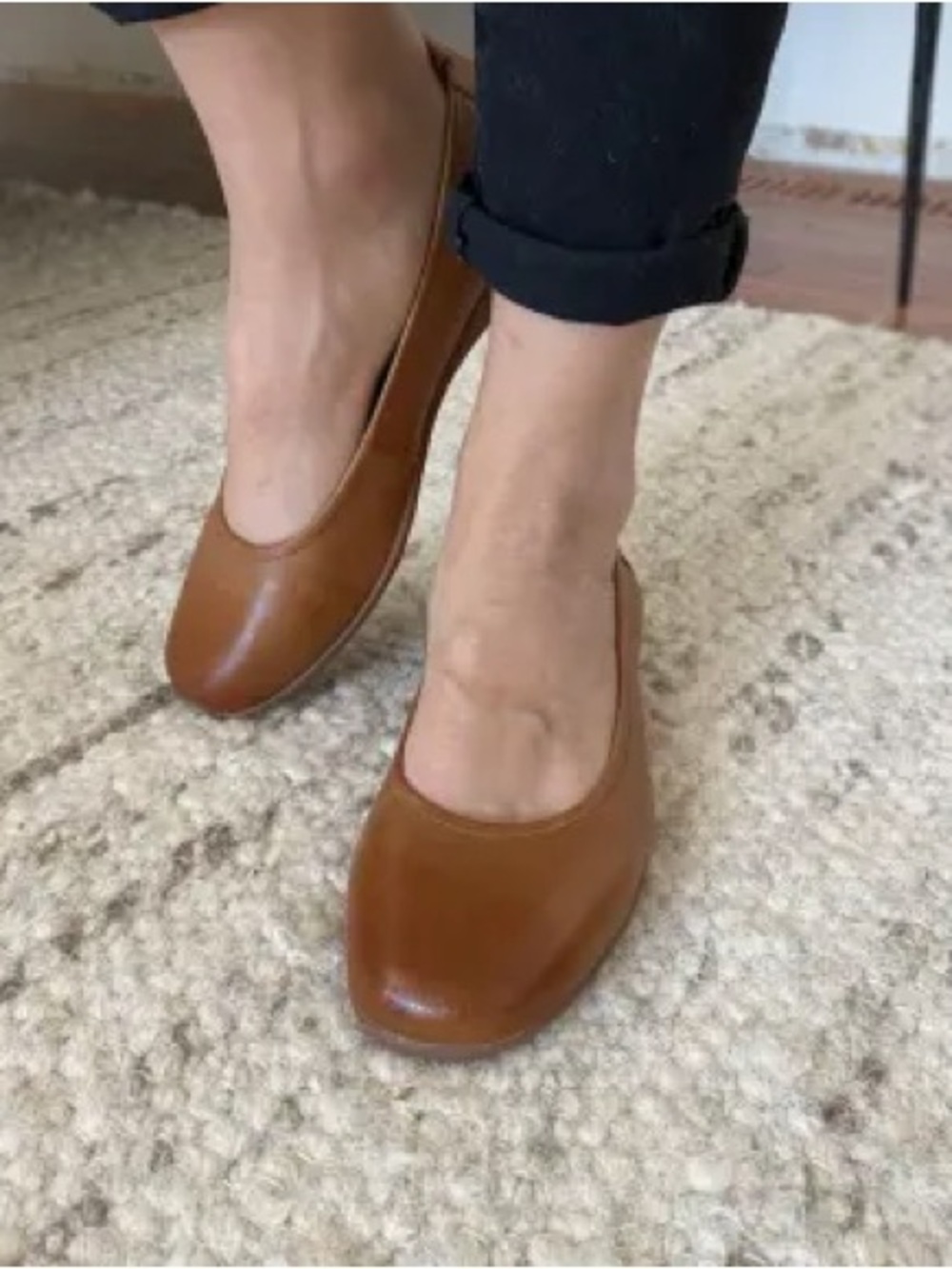Josef Seibel Fenja Ballet Flats Leather Size 37 US 7 Camel Brown Minimalist City